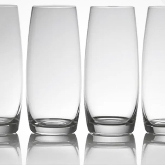 Mikasa Julie 5 Pc Signed Crystal Stemless Flute Glasses w/ Titanium 9oz - Picture 2 of 6